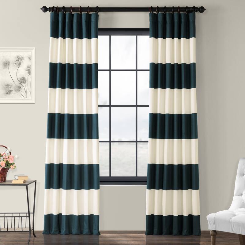 Exclusive Fabrics Metro Contemporary Cabana Cotton Horizontal Stripe 120-inch Curtain (1 Panel)