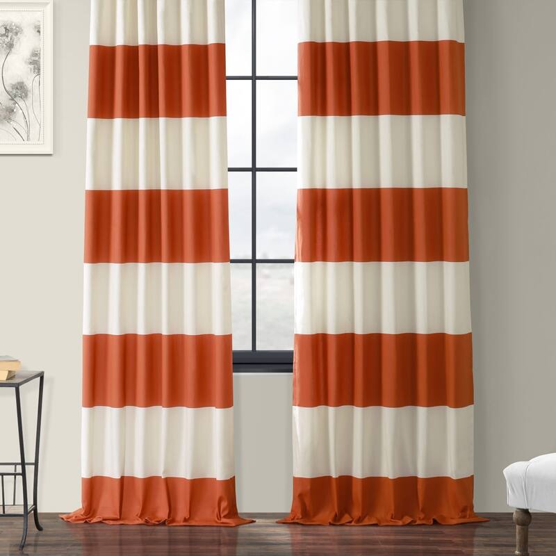 Exclusive Fabrics Metro Contemporary Cabana Cotton Horizontal Stripe 120-inch Curtain (1 Panel)