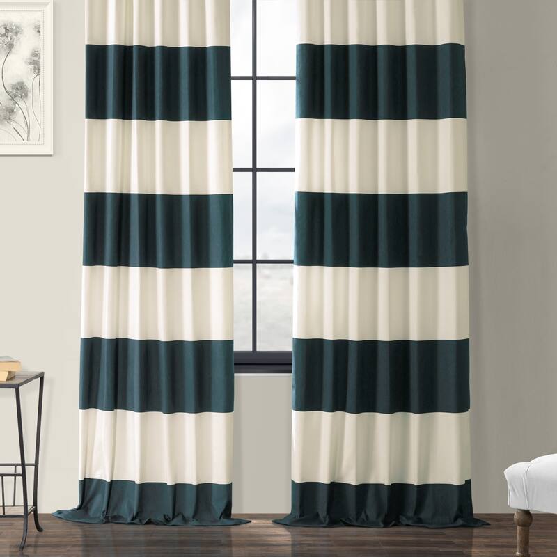Exclusive Fabrics Metro Contemporary Cabana Cotton Horizontal Stripe 120-inch Curtain (1 Panel)