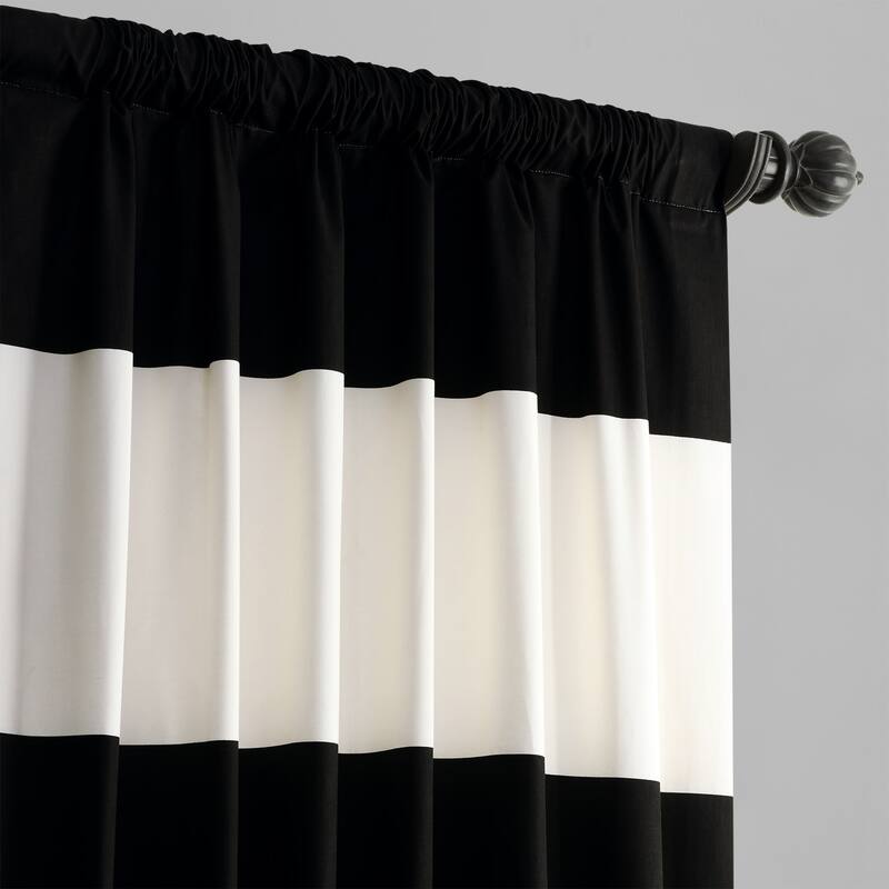 Exclusive Fabrics Metro Contemporary Cabana Cotton Horizontal Stripe 120-inch Curtain (1 Panel)