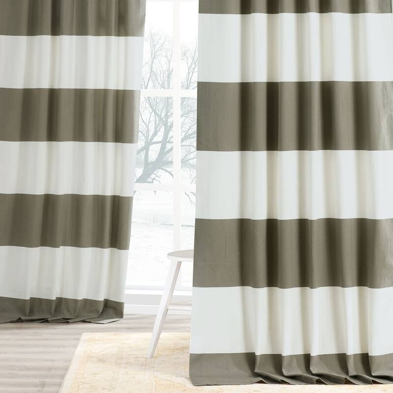 Exclusive Fabrics Metro Contemporary Cabana Cotton Horizontal Stripe 120-inch Curtain (1 Panel)