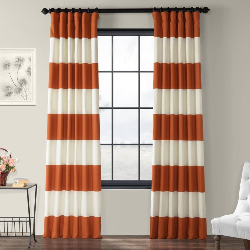 Exclusive Fabrics Metro Contemporary Cabana Cotton Horizontal Stripe 120-inch Curtain (1 Panel)