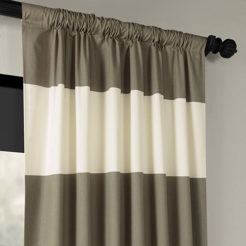 Exclusive Fabrics Metro Contemporary Cabana Cotton Horizontal Stripe 120-inch Curtain (1 Panel)