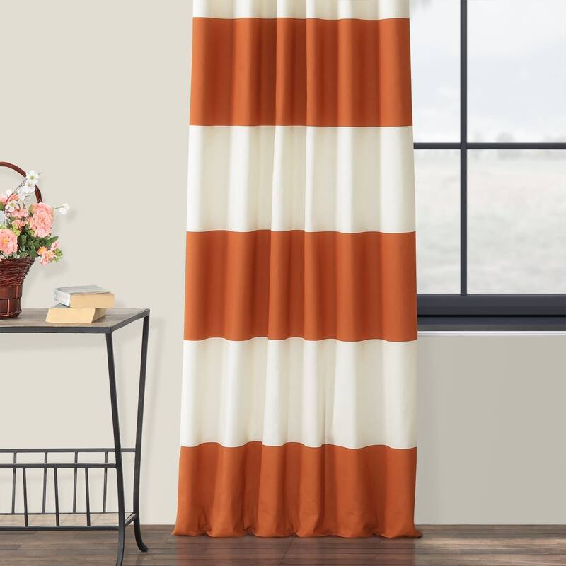 Exclusive Fabrics Metro Contemporary Cabana Cotton Horizontal Stripe 120-inch Curtain (1 Panel)