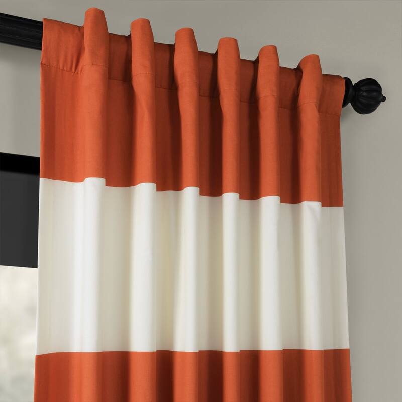 Exclusive Fabrics Metro Contemporary Cabana Cotton Horizontal Stripe 120-inch Curtain (1 Panel)