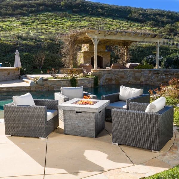 Shop Santa Rosa Outdoor 4 Piece Wicker Club Chair Set With 32 Inch