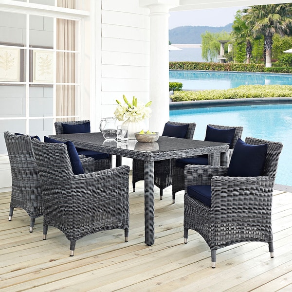 Shop Invite Grey Glass, Plastic, Rattan 7-piece Outdoor Patio Sunbrella