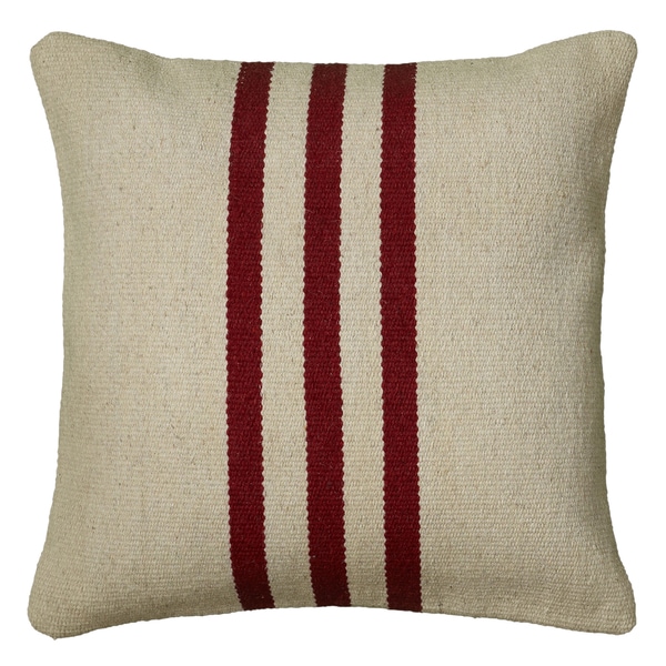Rizzy Home Red Polyester/Wool/Cotton 18-inch x 18-inch Woven Southwest Patterned Decorative ...