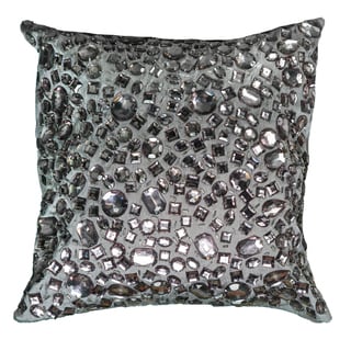 Shop Rizzy Home Grey Polyester 12 Inch Square Jeweled Decorative