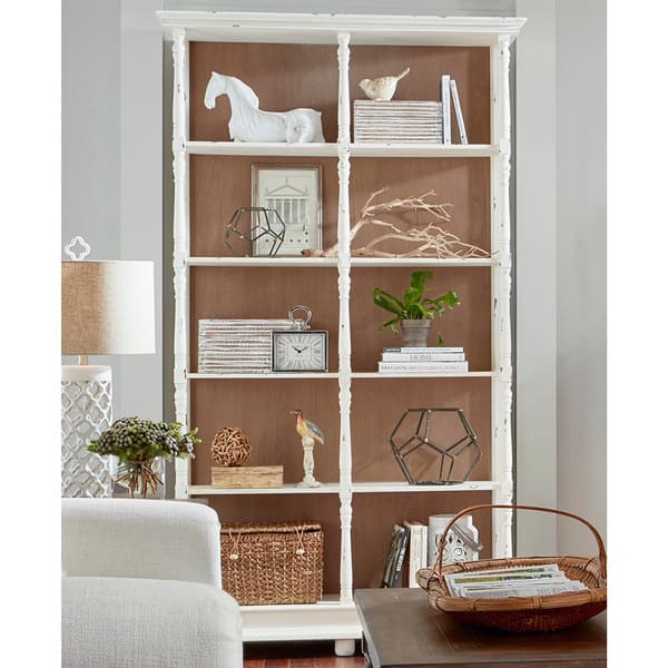 Shop Whitney Distressed White Bookcase Overstock 11977459