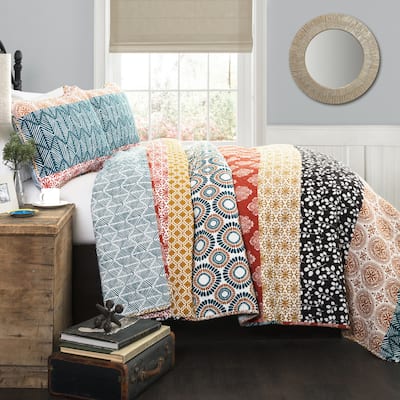 The Curated Nomad La Boheme 3-piece Striped Patterned Quilt Set