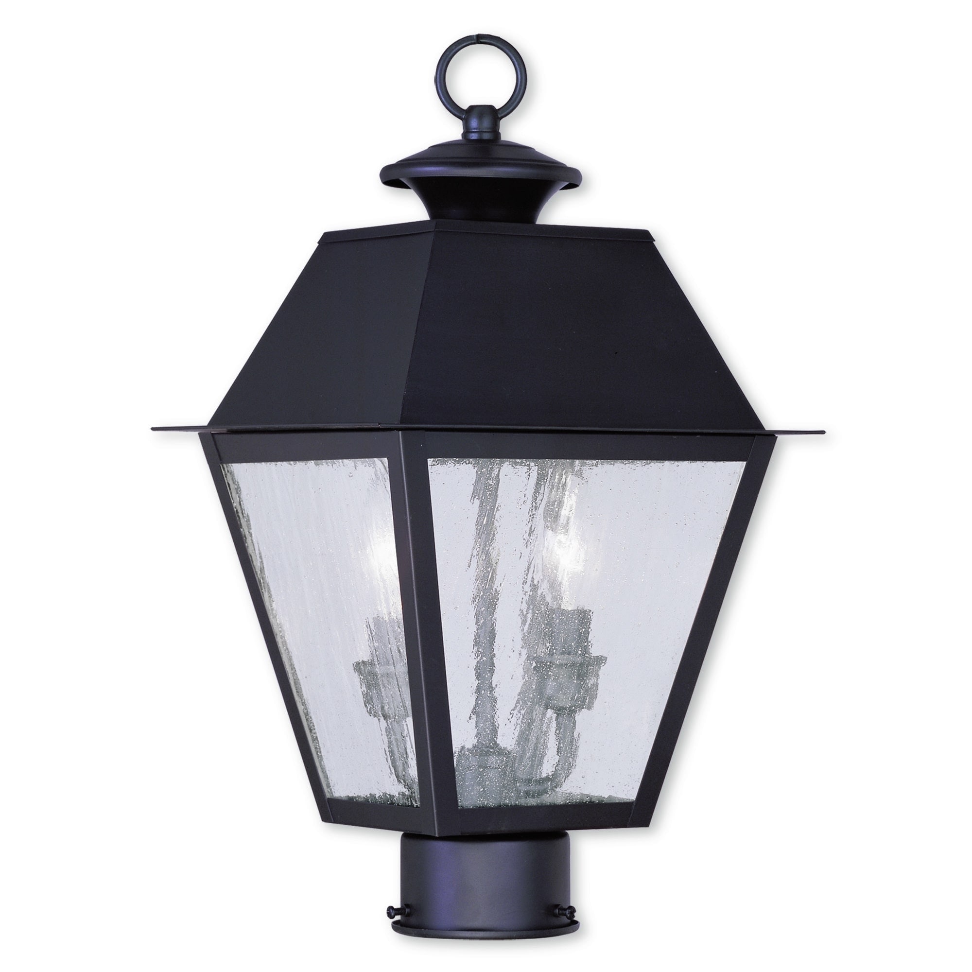 Livex Lighting Amwell Brown Brass 3light Outdoor Post Lantern Bed