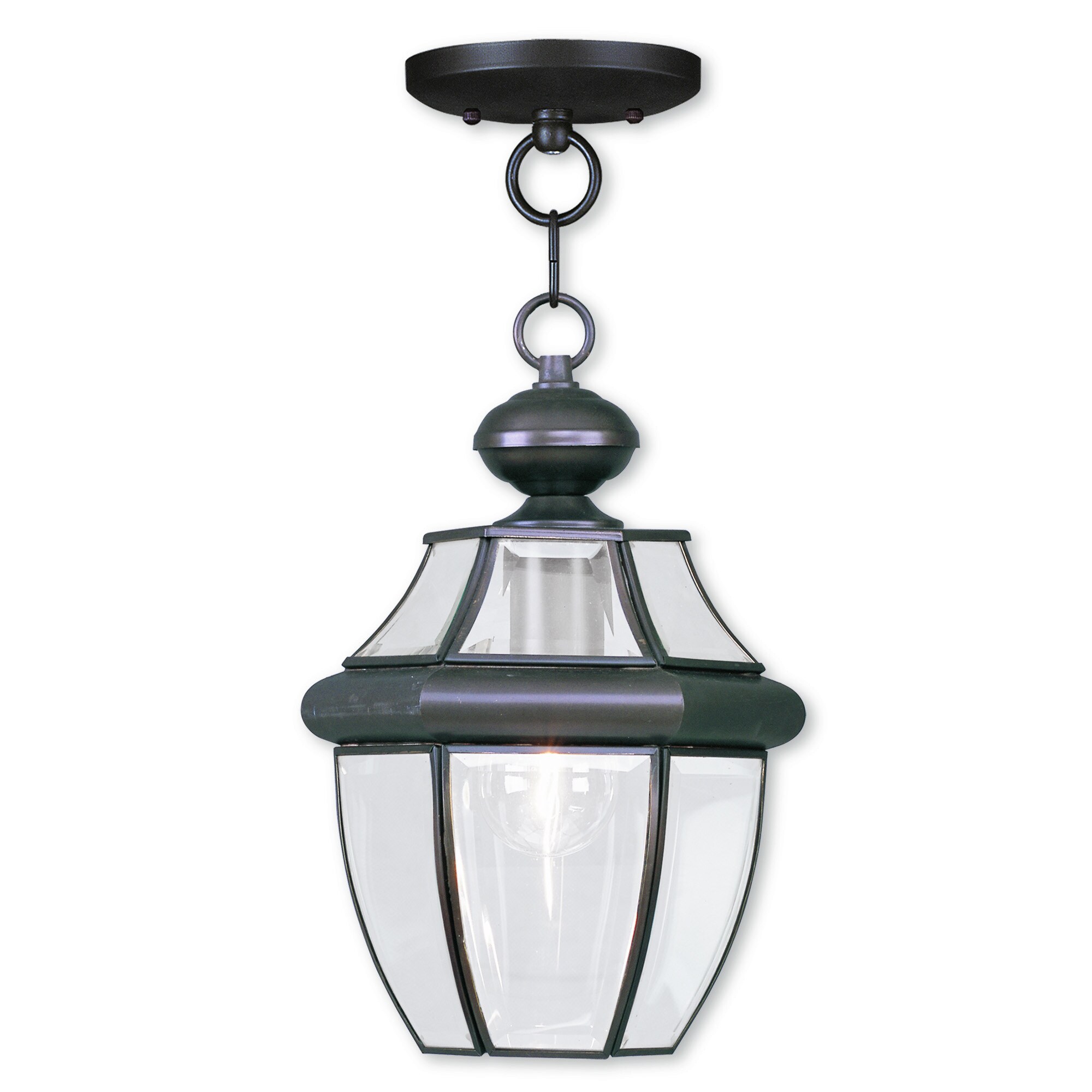 Livex Lighting Monterey Bronze-finish Brass/Glass 1-light Outdoor Chain  Lantern Bed Bath  Beyond 11977622