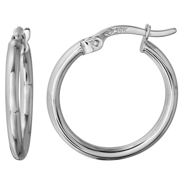 18 Carat White Gold 2 Millimeter Click Top Round Hoop Earrings 18 Carat White Gold 2 Millimeter Click Top Round Hoop Earrings