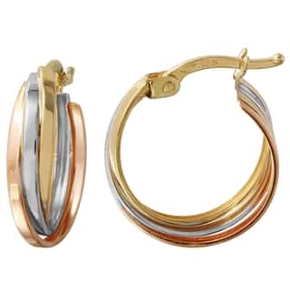 Tri Color Gold Earrings Online At Our Best 14k Tri Color Gold Overlap Hoop Earrings