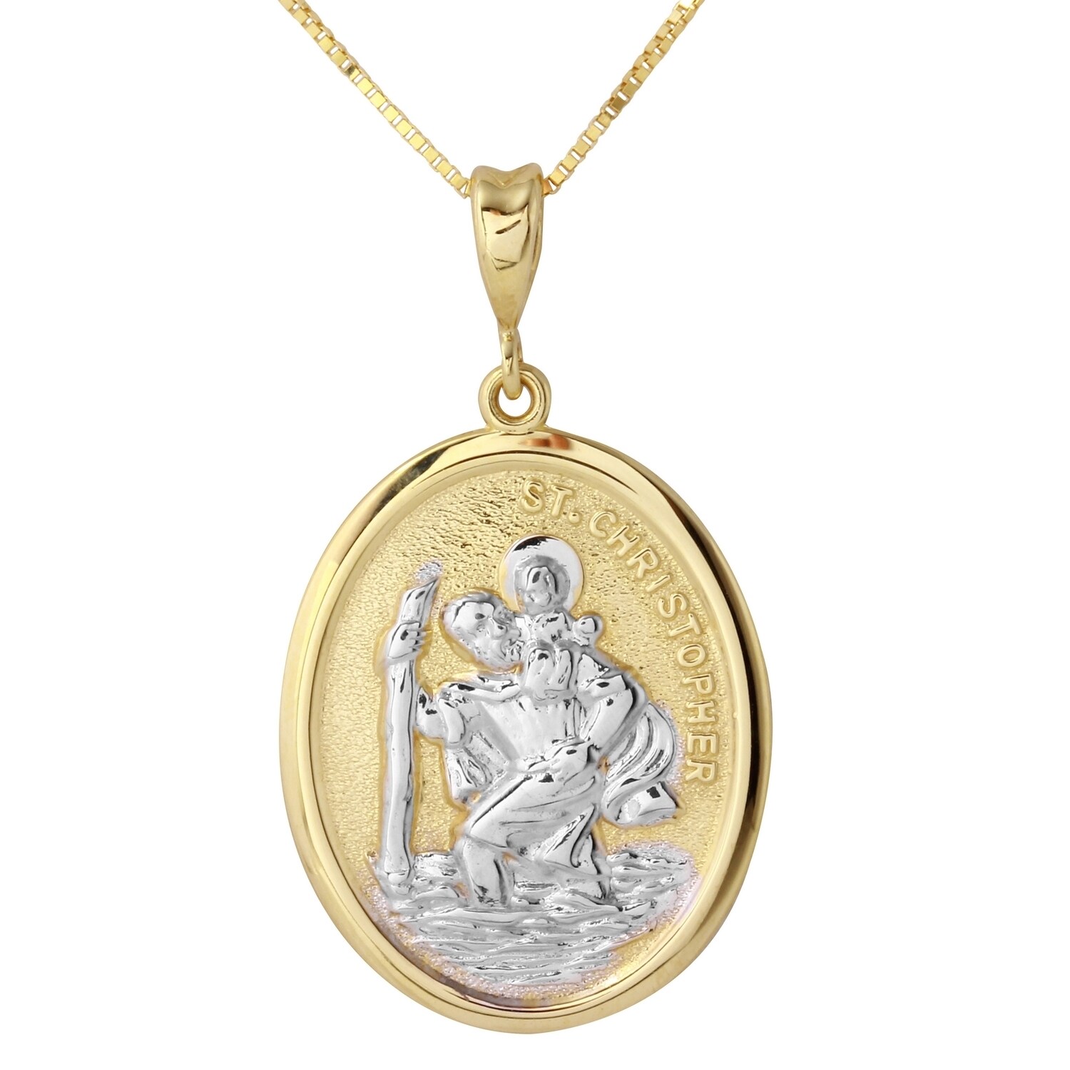 585/14K Yellow & White Gold St Christopher w/ Baby Jesus