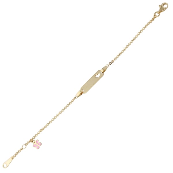 14K Yellow Gold Childs Heart ID Bracelet