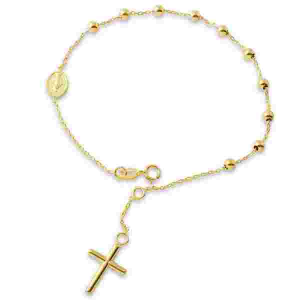 14k Yellow Gold Italian Rosary Bracelet Free Shipping Today 14k Yellow Gold Italian Rosary Bracelet