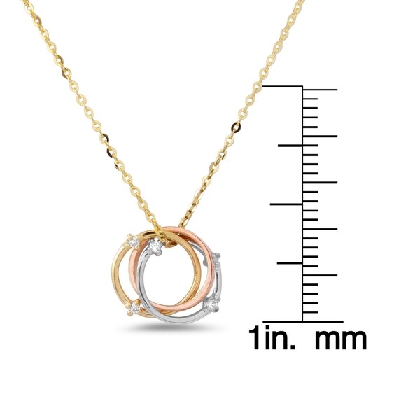 14k Tri-Color Gold Circles Necklace 18inch