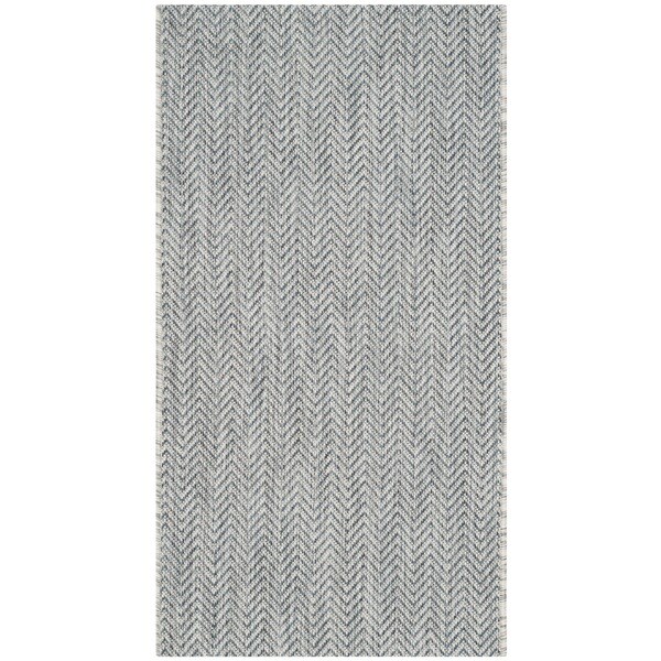 Safavieh Indoor/ Outdoor Courtyard Grey/ Navy Rug - 2' x 3'7