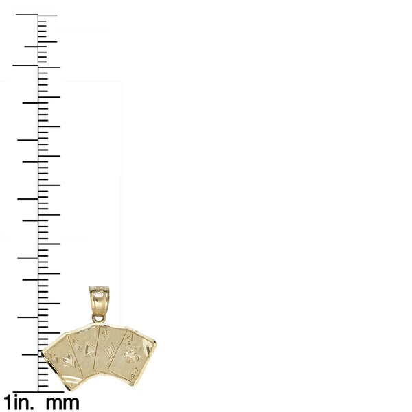 14k Yellow Gold Aces Playing Cards Pendant