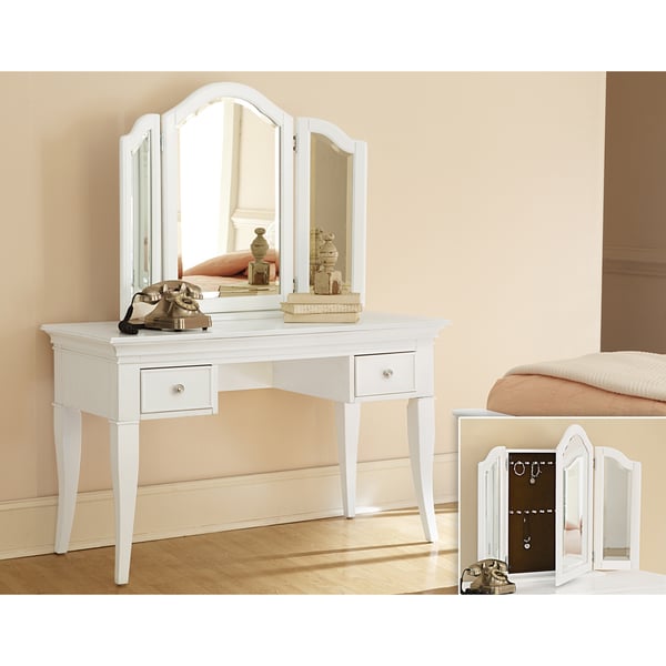 Shop Ne Kids Walnut Street White Wood Desk With Vanity Storage