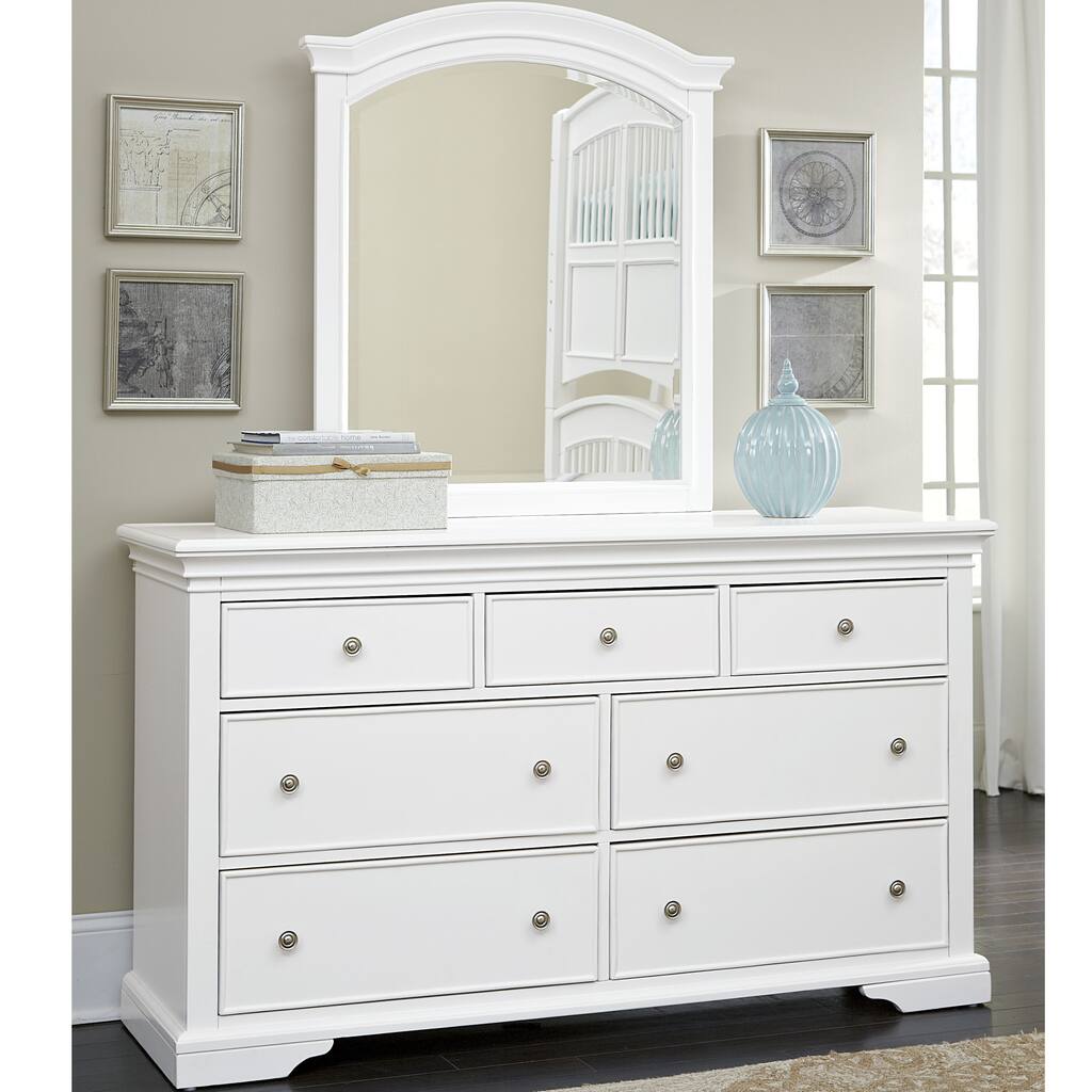 NE Kids Walnut Street White Wood 7-drawer Dresser with Mirror
