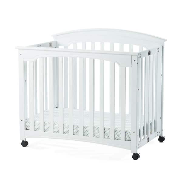 slide 2 of 6, Child Craft Stanford Matte White Mini Folding Crib and Mattress