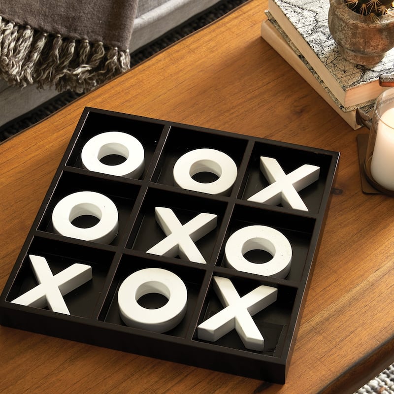 White and Black Wooden Tic Tac Toe