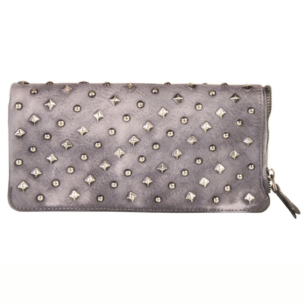 Diophy Studded Leather Clutch