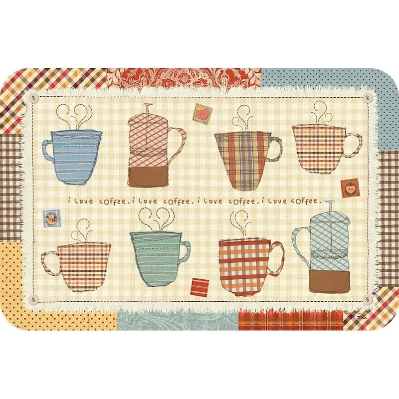 Counterart Reversible Plastic Wipe Clean Placemats -Patchwork Cafe (Set of 4)