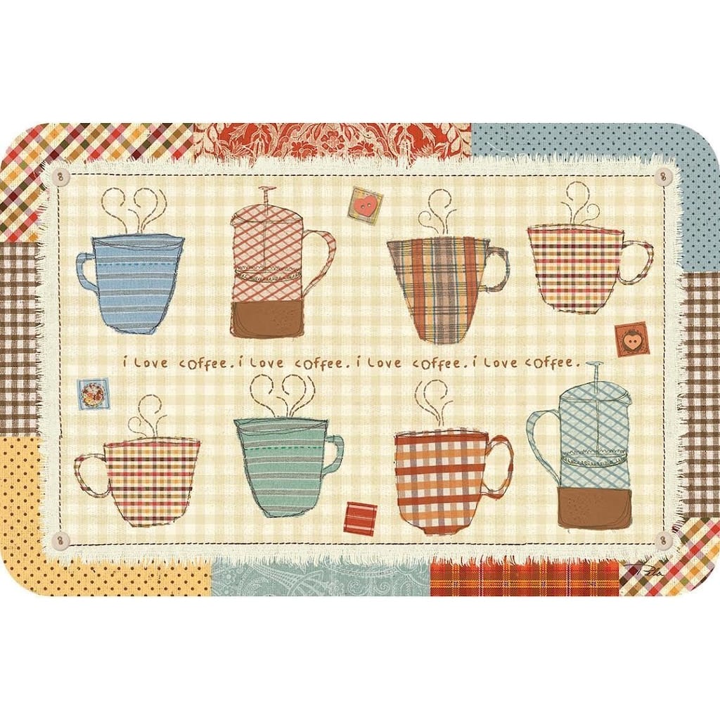 Counterart Reversible Plastic Wipe Clean Placemats -Patchwork Cafe (Set of 4)