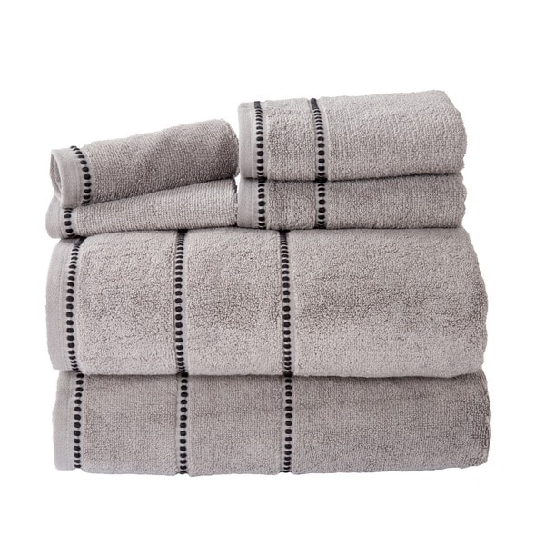 6PC Towel Set - Cotton Bathroom Accessories - Quick Dry Towels by Lavish Home - Grey