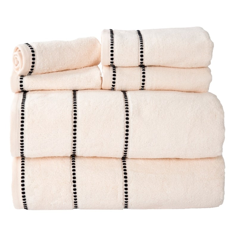 6PC Towel Set - Cotton Bathroom Accessories - Quick Dry Towels by Lavish Home - Bone