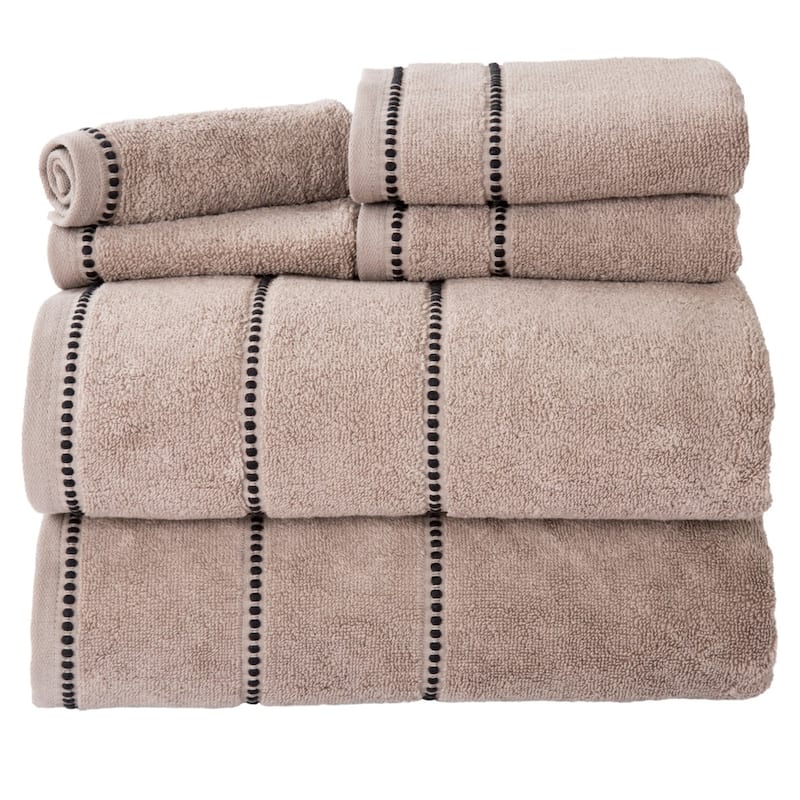 6PC Towel Set - Cotton Bathroom Accessories - Quick Dry Towels by Lavish Home - Taupe
