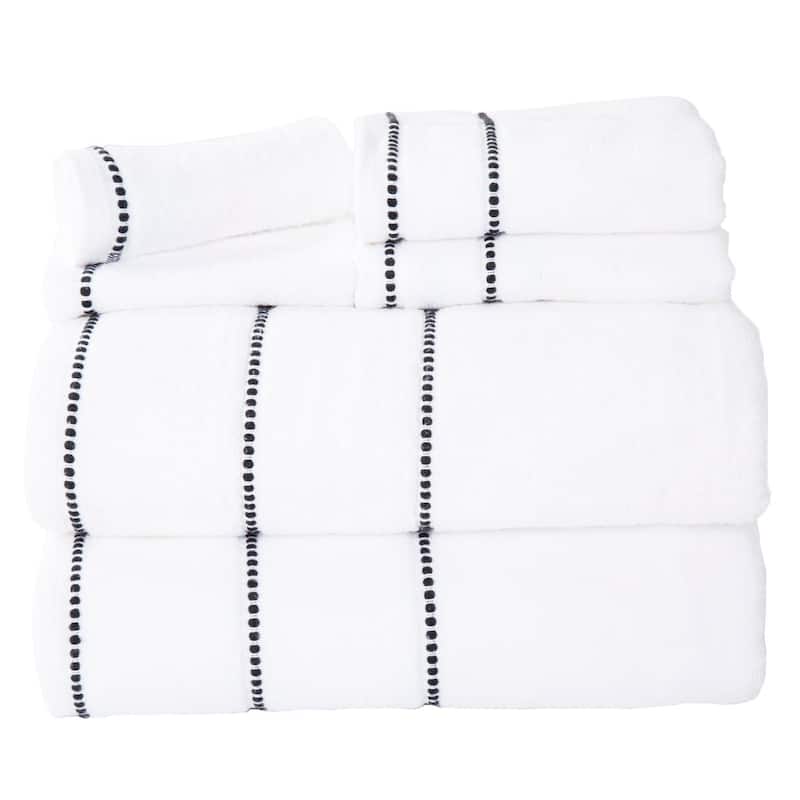6PC Towel Set - Cotton Bathroom Accessories - Quick Dry Towels by Lavish Home - White