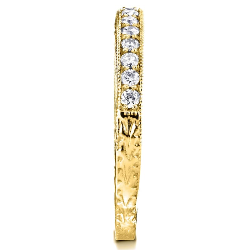 Annello by Kobelli 14k Yellow Gold 1/3ct TDW Round Diamond Antique Wedding Band
