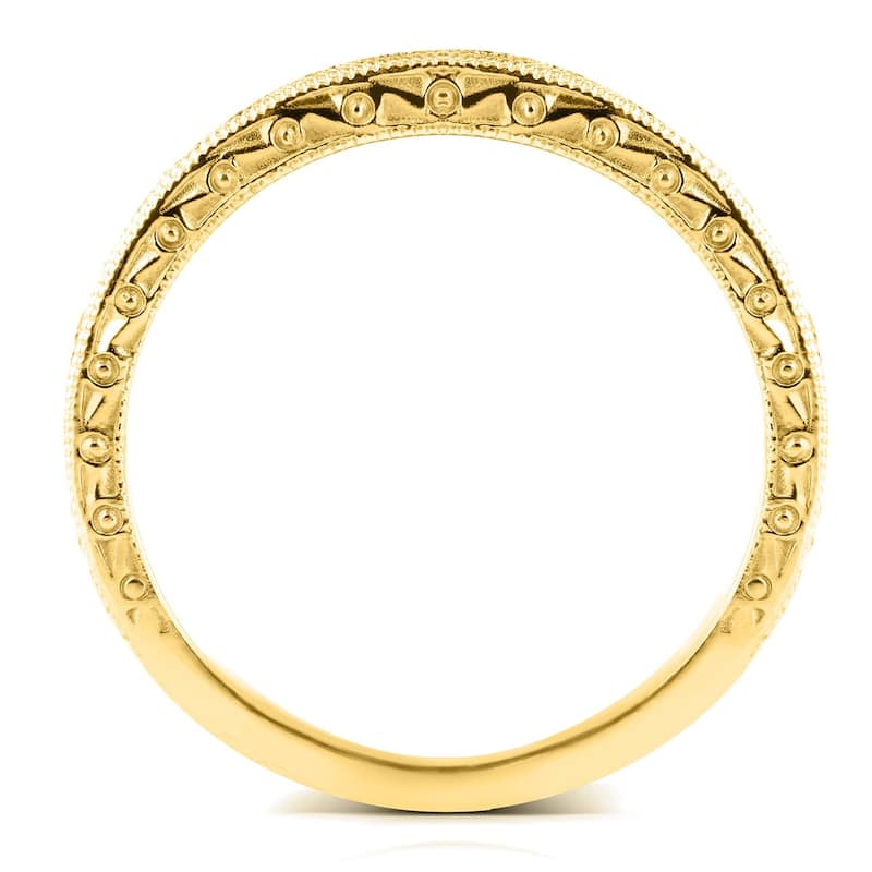 Annello by Kobelli 14k Yellow Gold 1/3ct TDW Round Diamond Antique Wedding Band