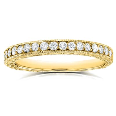 Annello by Kobelli 14k Yellow Gold 1/3ct TDW Round Diamond Antique Wedding Band