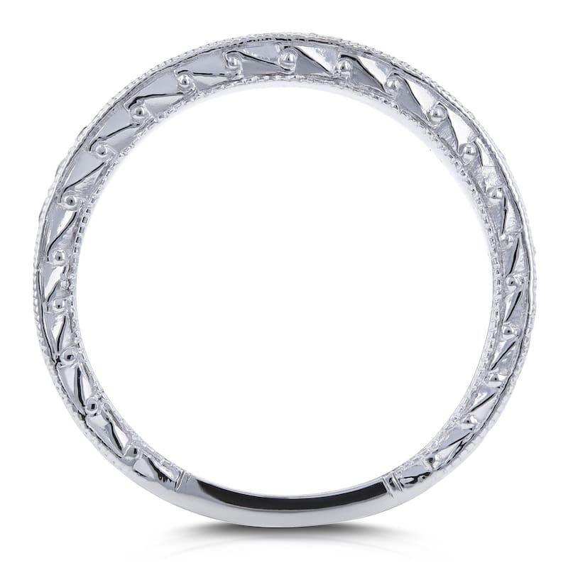 Annello by Kobelli 14k White Gold 1/3ct TDW Round Diamond Antique Wedding Band