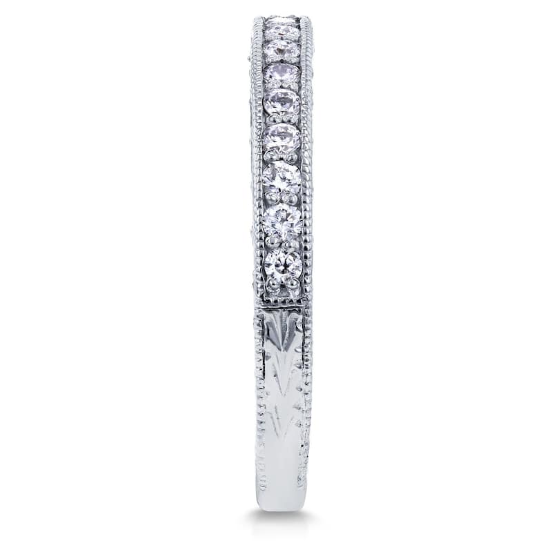 Annello by Kobelli 14k White Gold 1/3ct TDW Round Diamond Antique Wedding Band