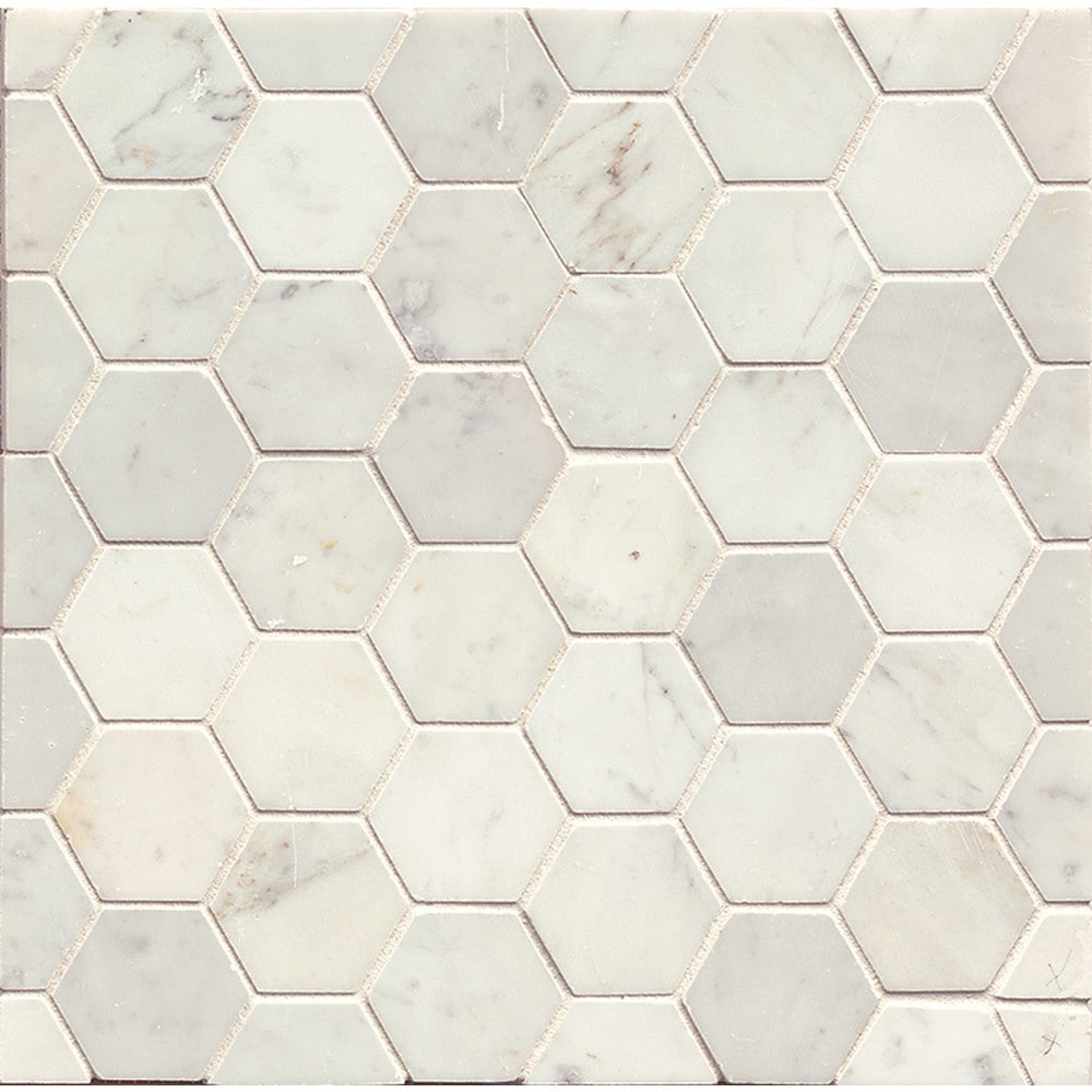 White Carrara Honed Stone Hexagon Mosaic Tile Box Of 10 Sheets White Carrara Honed Stone Hexagon Mosaic Tile Box Of 10 Sheets
