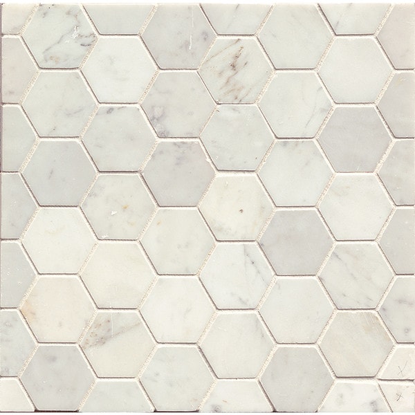 Shop White Carrara Honed Stone Hexagon Mosaic Tile (Box of 10 Sheets ...