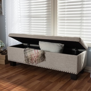 Mendocino Beige Upholstered Storage Ottoman Bench