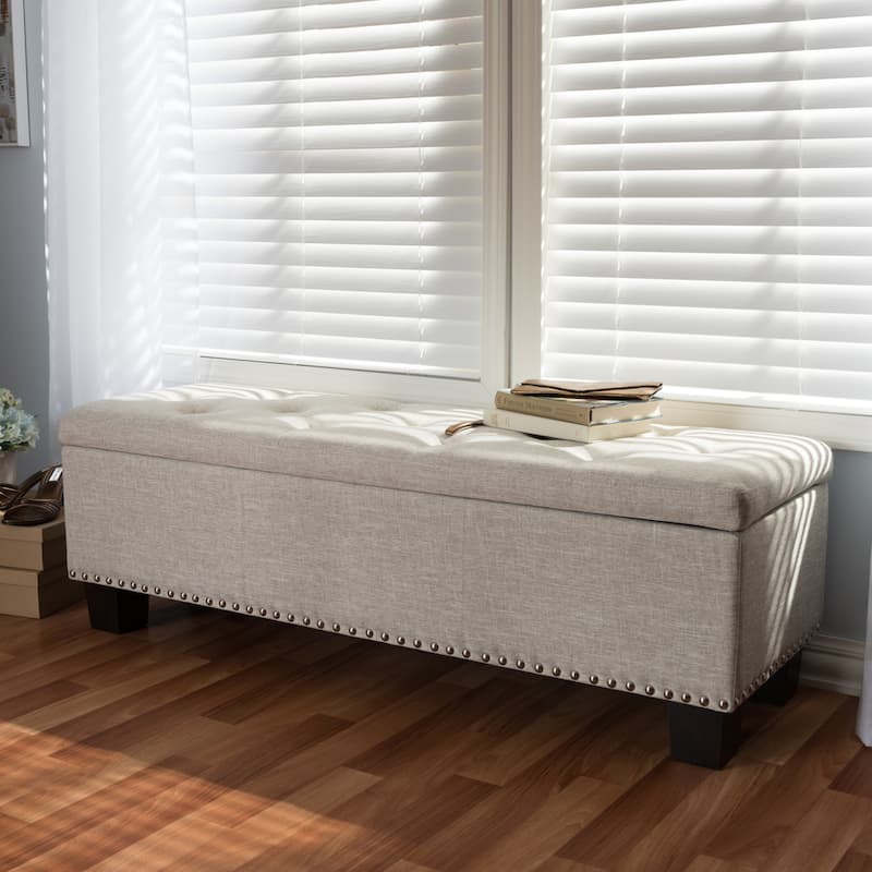 Copper Grove Mendocino Beige Button Tufted Storage Ottoman Bench
