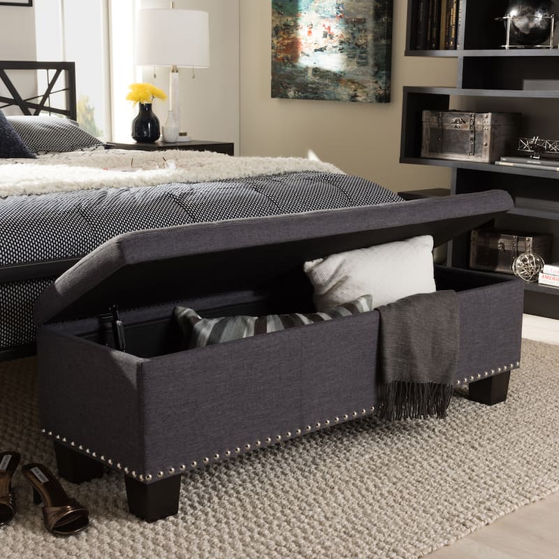 Copper Grove Mendocino Dark Grey Button-tufted Storage Ottoman Bench