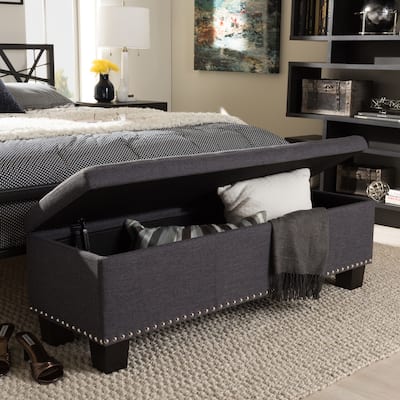 Copper Grove Mendocino Dark Grey Button-tufted Storage Ottoman Bench