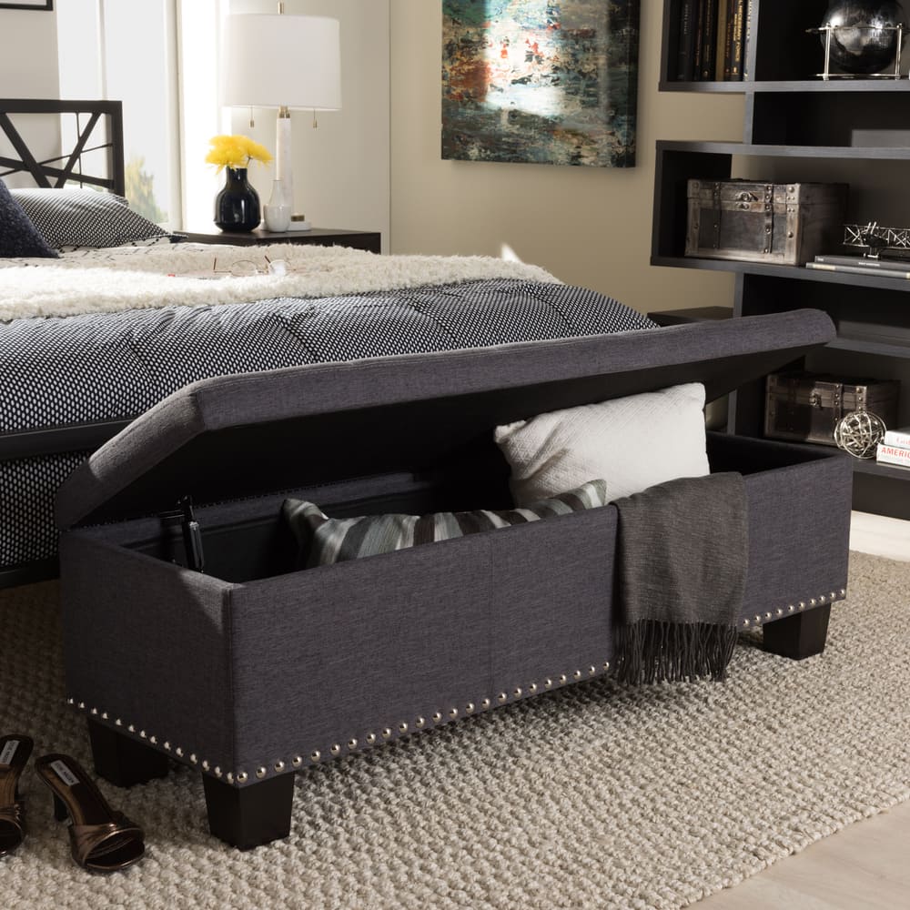 Copper Grove Mendocino Dark Grey Button-tufted Storage Ottoman Bench