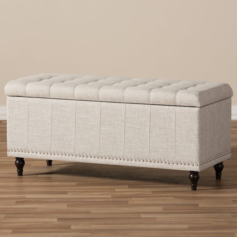 Baxton Studio Alexio Beige Upholstered Tufted Storage Ottoman Bench