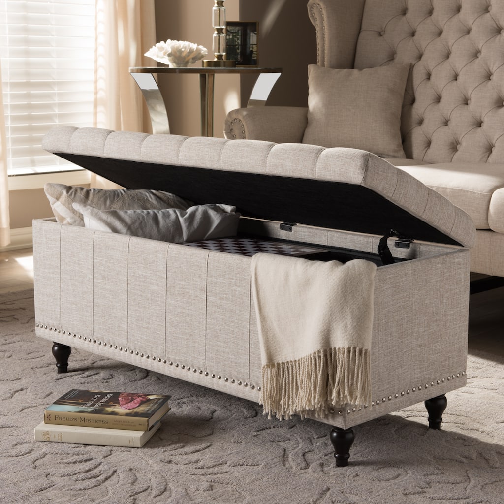 Baxton Studio Alexio Beige Upholstered Tufted Storage Ottoman Bench